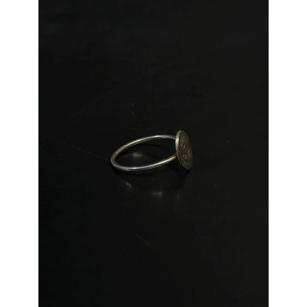 Sterling Silver Engraved Flower Oval Ring Size 6 Dainty Floral Ring